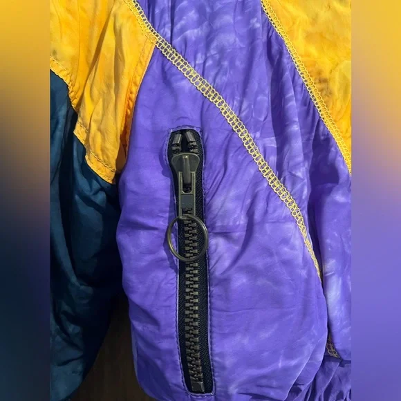 Vintage Dress the Bone Tie Dye Leopard Purple and Orange Quilted Ski Jac… - Picture 3 of 14